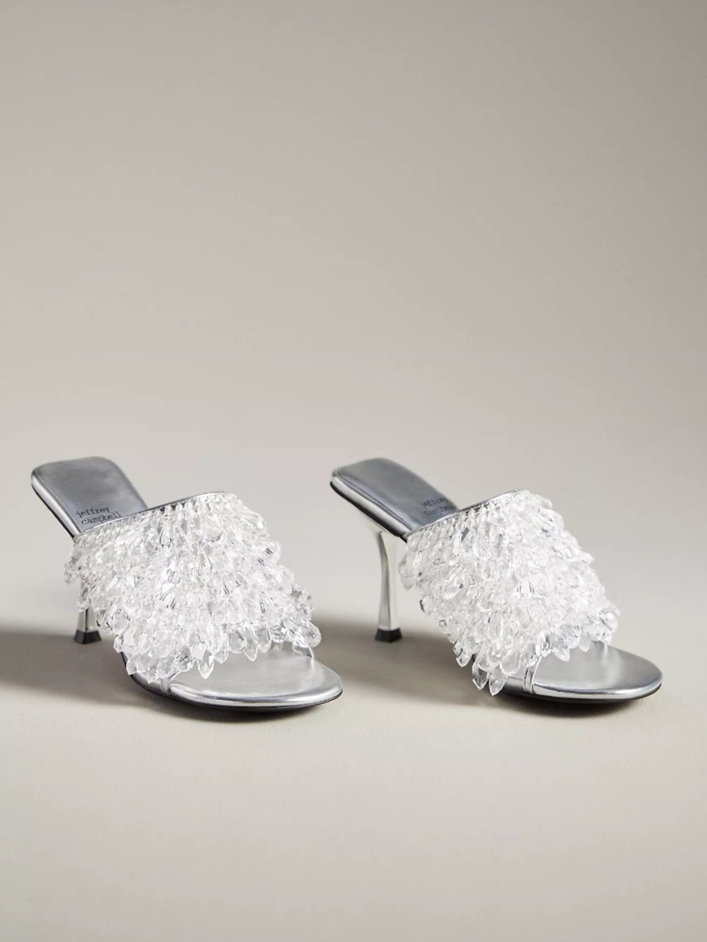 Jeffrey Campbell Crystlz Heels Silver Shoes Anthropologie Size 8 New in Box